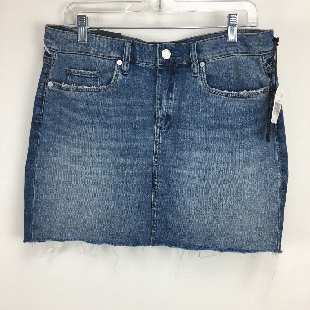 [BlankNYC] Two Faced Jean Skirt Denim Whiskered Frayed Edges size 30